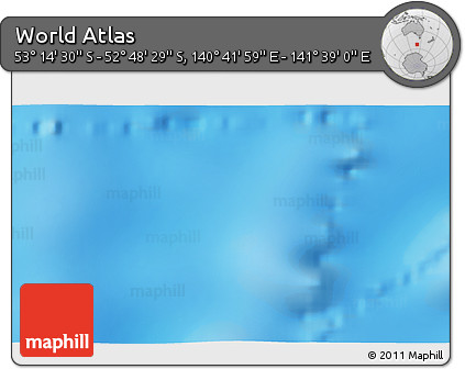 Physical 3D Map of the Area around 53° 1' 29" S, 141° 10' 30" E