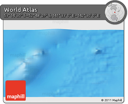 Physical 3D Map of the Area around 53° 1' 29" S, 142° 1' 30" E
