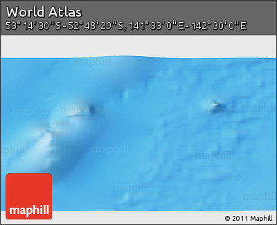 Physical 3D Map of the Area around 53° 1' 29" S, 142° 1' 30" E