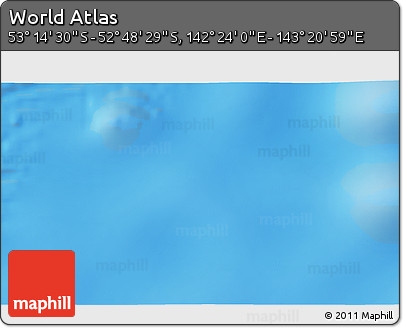 Physical 3D Map of the Area around 53° 1' 29" S, 142° 52' 30" E