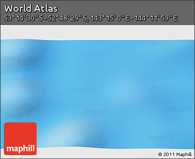 Physical 3D Map of the Area around 53° 1' 29" S, 143° 43' 29" E