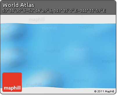 Physical 3D Map of the Area around 53° 1' 29" S, 143° 43' 29" E