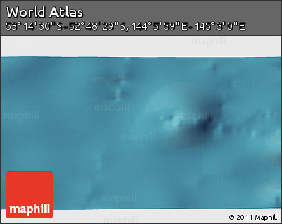 Satellite 3D Map of the Area around 53° 1' 29" S, 144° 34' 29" E