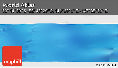 Physical Panoramic Map of the Area around 53° 1' 29" S, 147° 7' 30" E