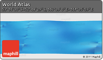 Physical Panoramic Map of the Area around 53° 1' 29" S, 147° 7' 30" E