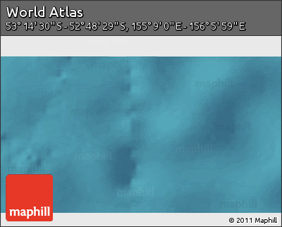 Satellite 3D Map of the Area around 53° 1' 29" S, 155° 37' 30" E