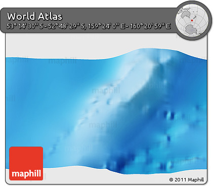 Physical 3D Map of the Area around 53° 1' 29" S, 159° 52' 30" E