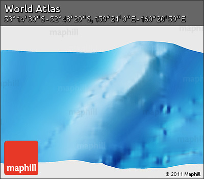 Physical 3D Map of the Area around 53° 1' 29" S, 159° 52' 30" E