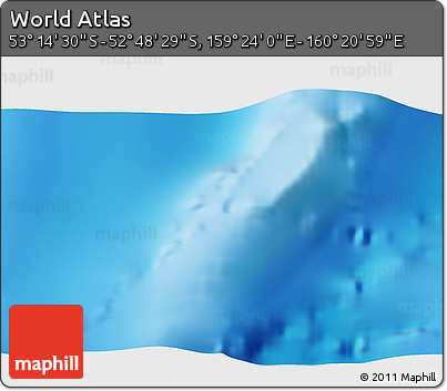 Physical 3D Map of the Area around 53° 1' 29" S, 159° 52' 30" E
