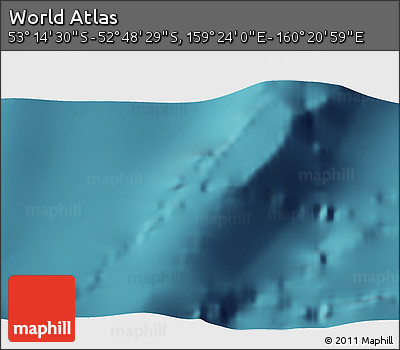 Satellite 3D Map of the Area around 53° 1' 29" S, 159° 52' 30" E