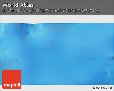 Physical 3D Map of the Area around 53° 1' 29" S, 161° 34' 29" E