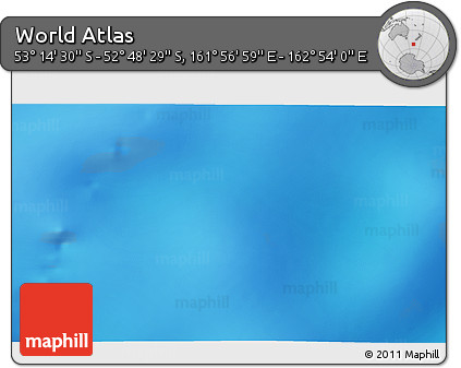 Physical 3D Map of the Area around 53° 1' 29" S, 162° 25' 30" E