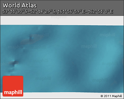 Satellite 3D Map of the Area around 53° 1' 29" S, 162° 25' 30" E