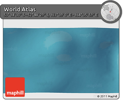 Satellite 3D Map of the Area around 53° 1' 29" S, 164° 7' 30" E