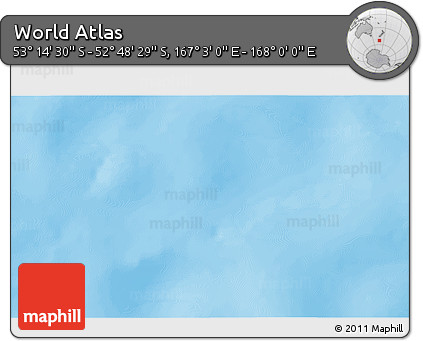 Physical 3D Map of the Area around 53° 1' 29" S, 167° 31' 30" E