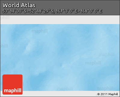 Physical 3D Map of the Area around 53° 1' 29" S, 167° 31' 30" E