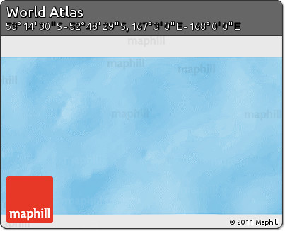 Physical 3D Map of the Area around 53° 1' 29" S, 167° 31' 30" E