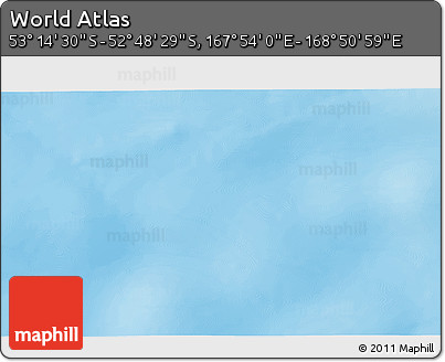 Physical 3D Map of the Area around 53° 1' 29" S, 168° 22' 30" E