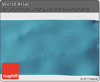Satellite 3D Map of the Area around 53° 1' 29" S, 173° 28' 29" E