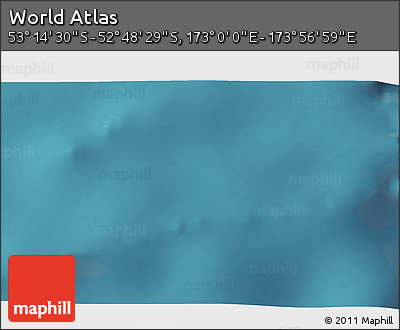 Satellite 3D Map of the Area around 53° 1' 29" S, 173° 28' 29" E