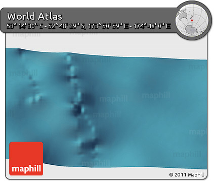 Satellite 3D Map of the Area around 53° 1' 29" S, 174° 19' 29" E