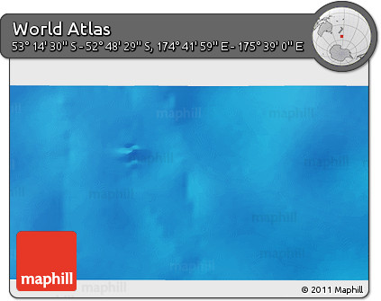 Shaded Relief 3D Map of the Area around 53° 1' 29" S, 175° 10' 30" E