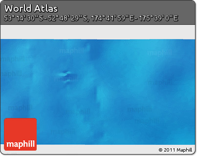 Shaded Relief 3D Map of the Area around 53° 1' 29" S, 175° 10' 30" E