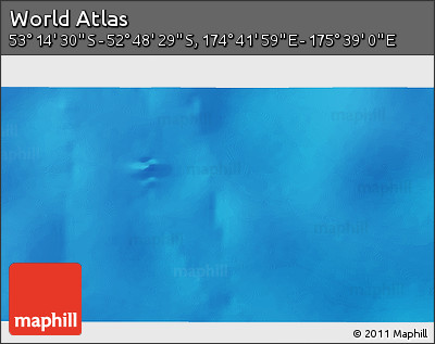 Shaded Relief 3D Map of the Area around 53° 1' 29" S, 175° 10' 30" E