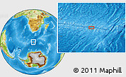 Physical Location Map of the area around 53° 1' 29" S, 21° 19' 30" E