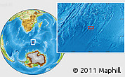 Physical Location Map of the area around 53° 1' 29" S, 33° 13' 30" E