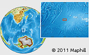 Physical Location Map of the area around 53° 1' 29" S, 38° 19' 30" E