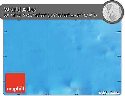 Physical Map of the Area around 53° 1' 29" S, 38° 10' 29" W