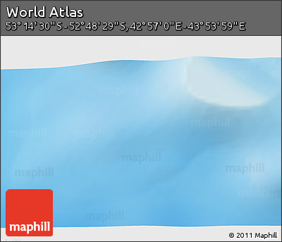 Physical 3D Map of the Area around 53° 1' 29" S, 43° 25' 29" E