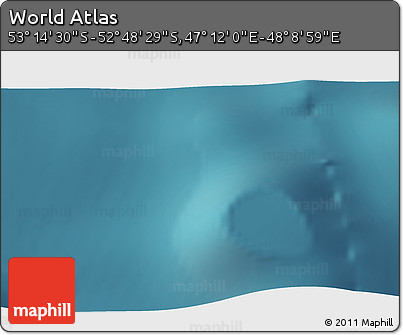 Satellite 3D Map of the Area around 53° 1' 29" S, 47° 40' 29" E
