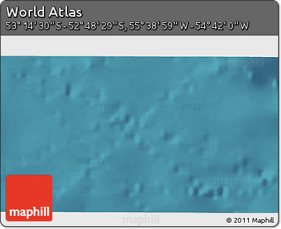 Satellite 3D Map of the Area around 53° 1' 29" S, 55° 10' 29" W