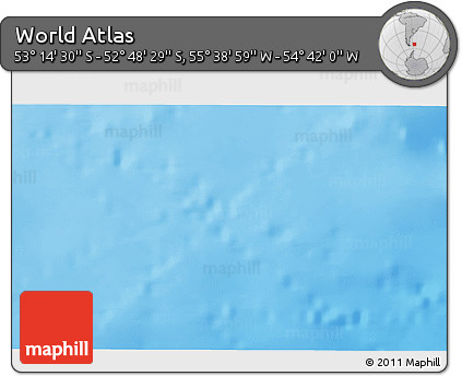 Shaded Relief 3D Map of the Area around 53° 1' 29" S, 55° 10' 29" W
