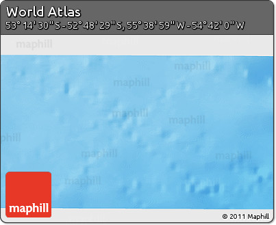 Shaded Relief 3D Map of the Area around 53° 1' 29" S, 55° 10' 29" W