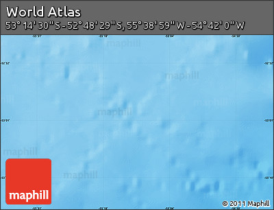 Physical Map of the Area around 53° 1' 29" S, 55° 10' 29" W