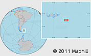 Gray Location Map of the area around 53° 1' 29" S, 56° 1' 29" W
