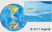 Physical Location Map of the area around 53° 1' 29" S, 56° 1' 29" W