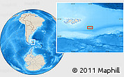 Shaded Relief Location Map of the area around 53° 1' 29" S, 56° 1' 29" W