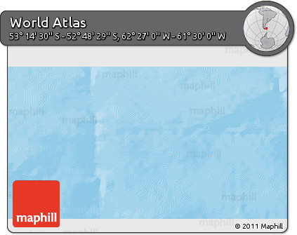 Shaded Relief 3D Map of the Area around 53° 1' 29" S, 61° 58' 30" W