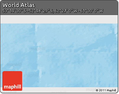 Shaded Relief 3D Map of the Area around 53° 1' 29" S, 61° 58' 30" W