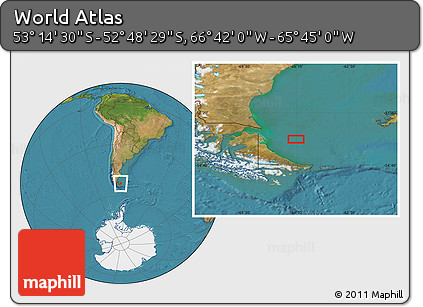 Satellite Location Map of the Area around 53° 1' 29" S, 66° 13' 29" W