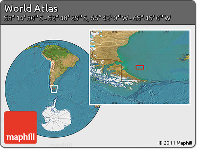 Satellite Location Map of the Area around 53° 1' 29" S, 66° 13' 29" W