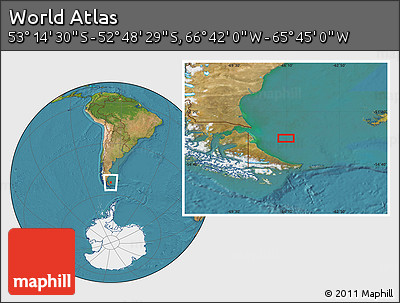 Satellite Location Map of the Area around 53° 1' 29" S, 66° 13' 29" W