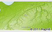 Physical 3D Map of the area around 53° 1' 29" S, 69° 37' 30" W