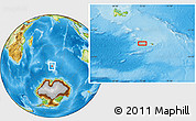 Physical Location Map of the area around 53° 1' 29" S, 72° 19' 29" E