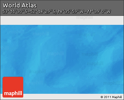 Physical 3D Map of the Area around 53° 1' 29" S, 78° 7' 30" W