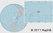 Gray Location Map of the area around 53° 1' 29" S, 91° 43' 29" W, hill shading